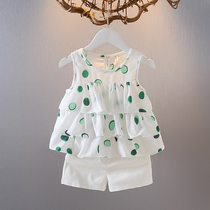 夏季新款女宝宝背心裙套装1-3岁女童圆点两件套韩版2婴儿夏天衣服