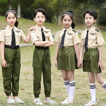 儿童纯棉迷彩小军装男女夏季衬衣制服中小学生服装幼儿园班服套装