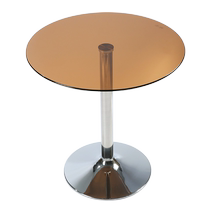 钢化玻璃咖啡色小圆桌子简约吃饭餐台圆形网红奶茶蛋糕餐桌椅组合