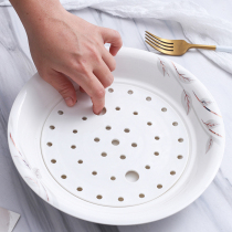 饺子盘沥水双层盘陶瓷大号水饺盘家用陶瓷创意水果盘菜盘托盘蒸盘