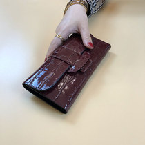 钱包女长款真皮2021新款时尚鳄鱼纹大容量折叠式多功能卡包手拿包