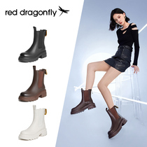 REDDRAGONFLY/红蜻蜓厚底切尔西靴女靴粗跟松糕底短靴C2250250