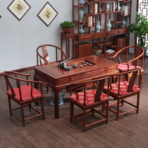 茶桌椅组合 实木中式仿古 茶桌家用小茶台  多功能茶桌两用南榆木