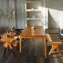 木纳家具北欧中古全实木餐桌缅甸柚木客厅家用工作台阳台茶桌