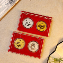 国宝熊猫金银色纪念章纪念币盒装成都旅游文创纪念品伴手礼小礼品
