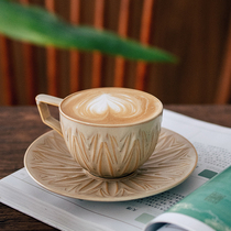半宅复古咖啡杯碟套装咖啡馆家用陶瓷杯子拿铁杯英式下午茶红茶杯