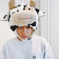 明星综艺同款奶牛头套可爱搞怪学校演出动物帽子儿童表演道具ins