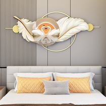 主卧床头装饰画轻奢风高级感卧室挂画现代简约房间背景墙羽毛壁画