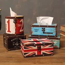 复古纸巾盒家用客厅茶几美式酒吧抽纸盒卷筒餐巾纸抽酒吧创意收纳