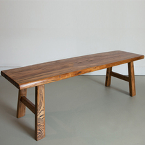 实木长条凳老榆木简约时尚床尾凳耐看家用餐桌凳子原木换鞋长板凳