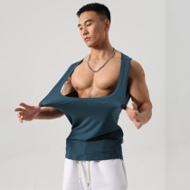 低领肌肉<em>男背心</em>健身透气垂感运动训练显大性感纯色无袖T恤基础款