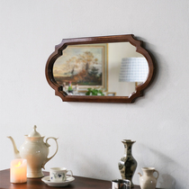 法式复古装饰镜子挂墙面卫生间主卧餐厅客厅壁挂实木框中古梳妆镜
