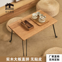 实木老榆木茶桌可折叠阳台墙垛子配重墙台面定制实木吧台隔板