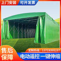 大型推拉雨棚活动仓库篷户外折叠帐蓬专业电动伸缩蓬透明防水雨棚