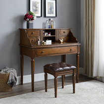 美式全实木化妆桌梳妆台小户型轻奢卧室简约一体桌钢琴书桌柜