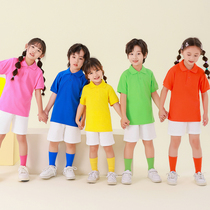 夏季全棉网眼儿童彩色短袖polo衫小学生表演服班服合唱队服