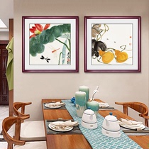 新中式齐白石饭厅餐厅装饰画水墨虾国画客厅卧室沙发背景墙壁挂画