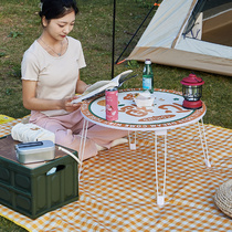 户外折叠桌便携式露营小桌子烧烤野餐手提桌轻便型坐地床上电脑桌