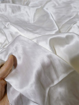 真丝白色纯色素绉缎零头布100%桑蚕丝面料大块服装床品连衣裙布料