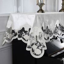 白色欧式钢琴罩绣花通用防尘保护罩雅马哈奢华盖布巾蕾丝钢琴半罩