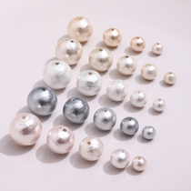 日本棉花珍珠彩色直孔圆珠散珠DIY手工饰品耳环手链项链配件材料