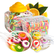 精品手工棒棒糖120支盒装网红水果切片糖可爱儿童零食水果味硬糖