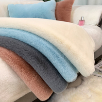 北欧兔毛沙发垫加厚冬款撸猫感沙发罩套冬季白色毛绒防滑坐垫定做