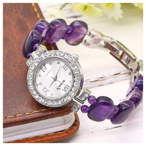 乌拉圭紫水晶手链手表 新款韩版镶钻女士手表 女朋友生日礼物