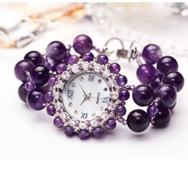 紫水晶手表时尚女神饰品天然水晶手链防辐射优雅女士腕表创意生日