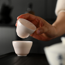 厚皿传统德化白瓷茶具品茗杯功夫茶具主人杯猪油白上釉岩茶葫芦杯