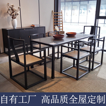 新中式实木餐桌家用长方形饭桌简约禅意鸡翅木6人桌椅组合定制