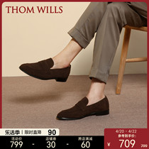 ThomWills男鞋乐福鞋反绒皮商务英伦休闲皮鞋一脚蹬鞋夏季豆豆鞋
