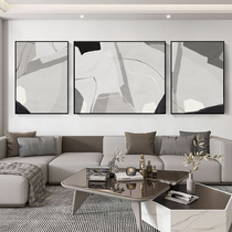 极简轻奢抽象黑白灰客厅沙发背景墙璧三联画装饰画卧室挂画高级感