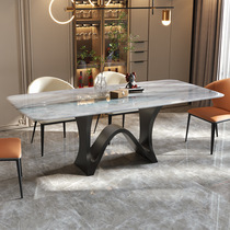 轻奢超晶石餐桌椅组合天然大理石饭桌长方形微晶石高档餐桌小户型