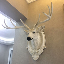 鹿头装饰壁挂招财美式复古客厅玄关仿真动物头欧式墙壁挂件小大号
