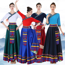 新款藏族大摆裙藏族演出表演服饰广场舞民族舞蹈裙艺考生练习长裙