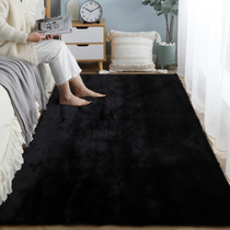 加厚仿兔毛地毯满铺床边毯客厅黑色展台地垫撸猫感毛绒飘窗垫定制