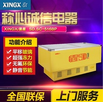 XINGX/星星SD-516BPG冷冻卧式玻璃门冰柜商用岛柜商超展示冷柜