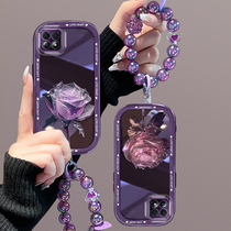 适用oppoa53 5g手机壳新款女士唯美超火高级感硅胶晶莹紫玫瑰花朵防摔全包保护套