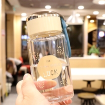 可爱韩版情侣透明玻璃杯学生耐热便携简约水杯儿童迷你单层小杯子