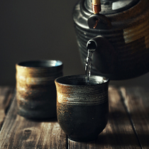 桔梗家日式茶杯水杯咖啡杯粗陶陶瓷手绘功夫茶杯日式料理餐具茶杯