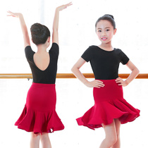 儿童拉丁舞服装女童短袖舞蹈服练功服套装少儿专业考级演出舞台装