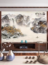 8d中式电视背景墙壁纸3d立体客厅墙纸海纳百川影视墙壁布定制壁画