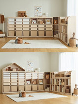北欧ins风实木环保儿童玩具收纳柜绘本架玩具架拐角储物柜书柜