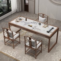 2024新款茶桌新中式实木茶桌家用小茶台岩板干泡台阳台茶桌椅组合