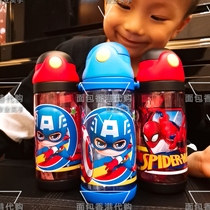 香港  漫威儿童吸管杯防摔防漏幼儿园水杯便携蜘蛛侠美国队长新款