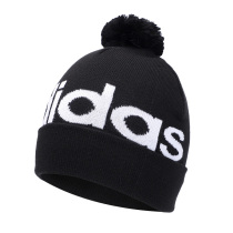 阿迪达斯大童针织帽秋冬新款包头毛球帽保暖运动中学生女毛线帽子