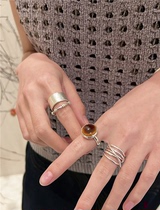 ten.日本双层不规则个性可调节指环宽版珠子戒指铜镀金开口戒女