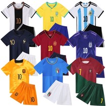 2022世界阿根廷杯法国巴西国家队儿童足球服套装梅西C罗球衣定制