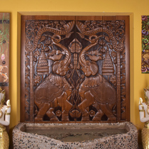 泰国木雕装饰画客厅玄关背景墙面挂件复古中式实木壁饰壁挂木质